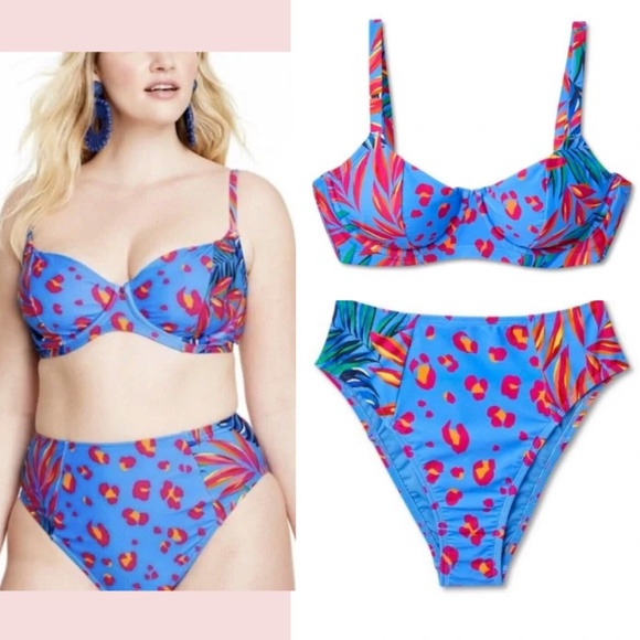 NEW‎ Tabitha Brown x Target [ Small ] Tropical/Leopard Bikini Top + Bottom - Picture 1 of 16
